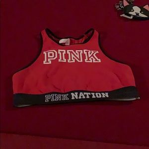 VS pink, sports bra.